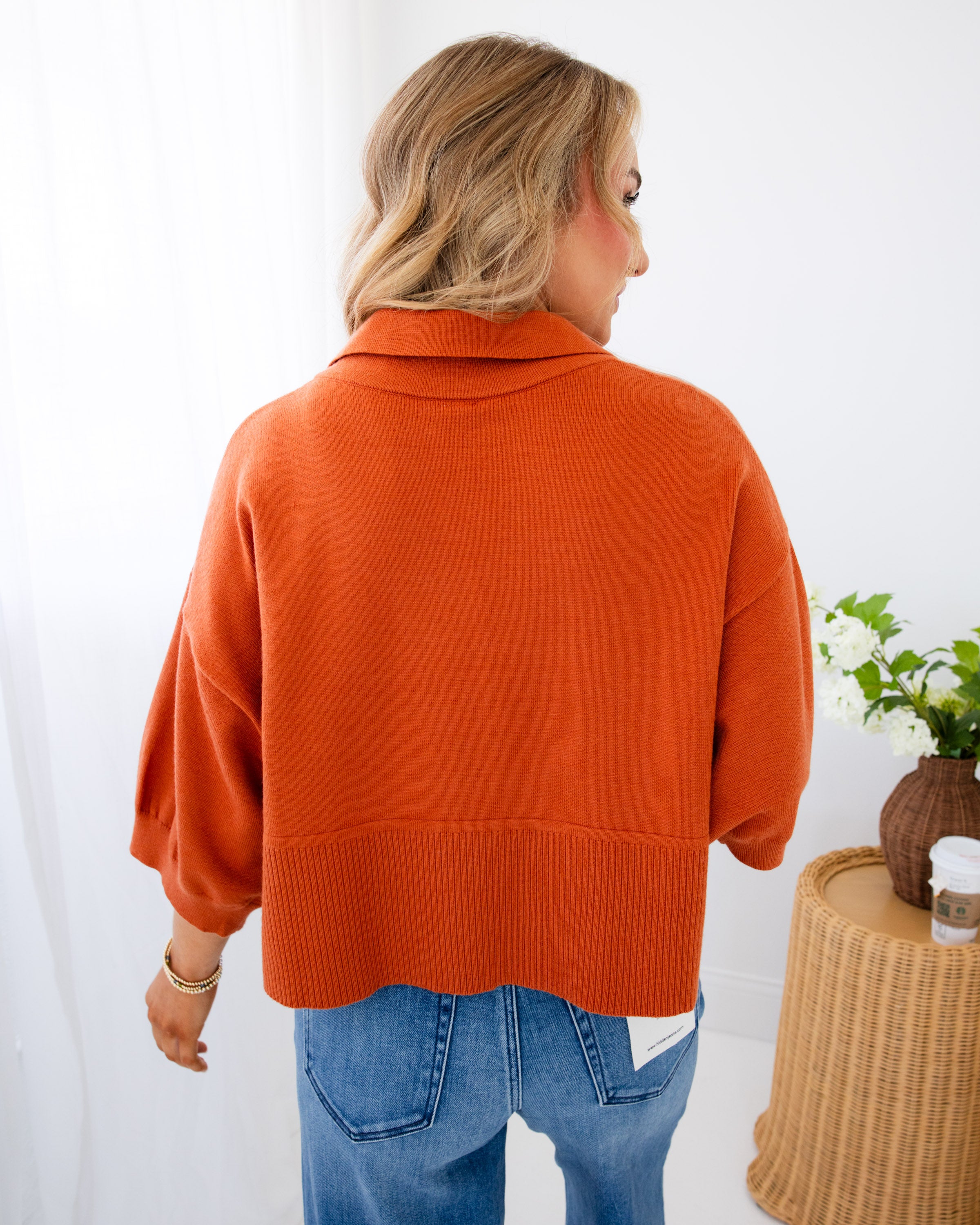 Classic Collar Sweater in Burnt Orange