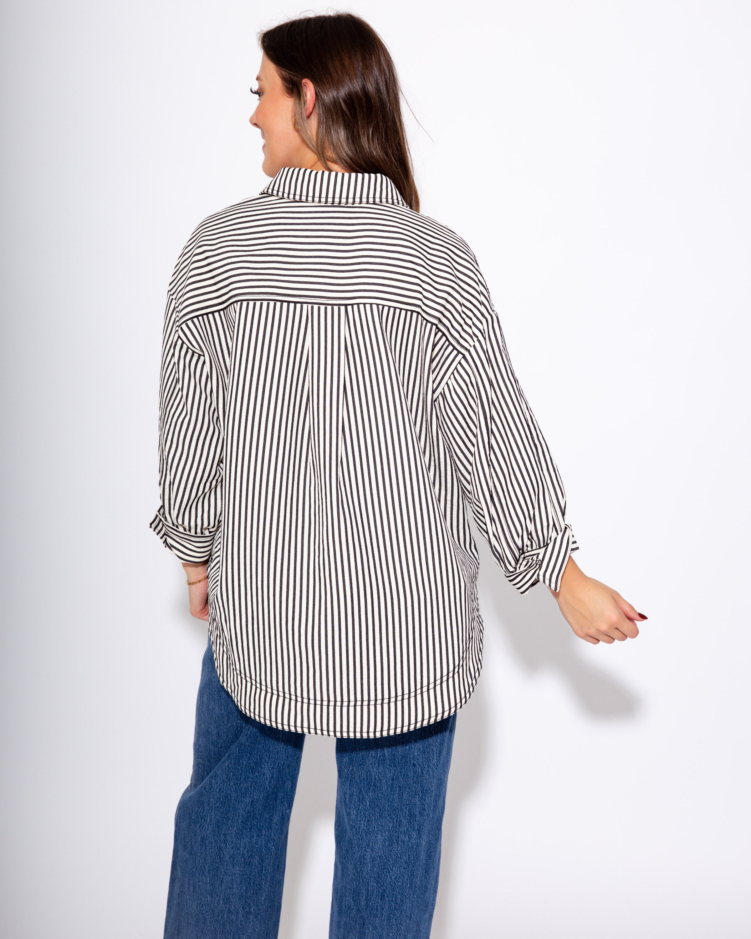 Cuffed & Classic Button Up in Black