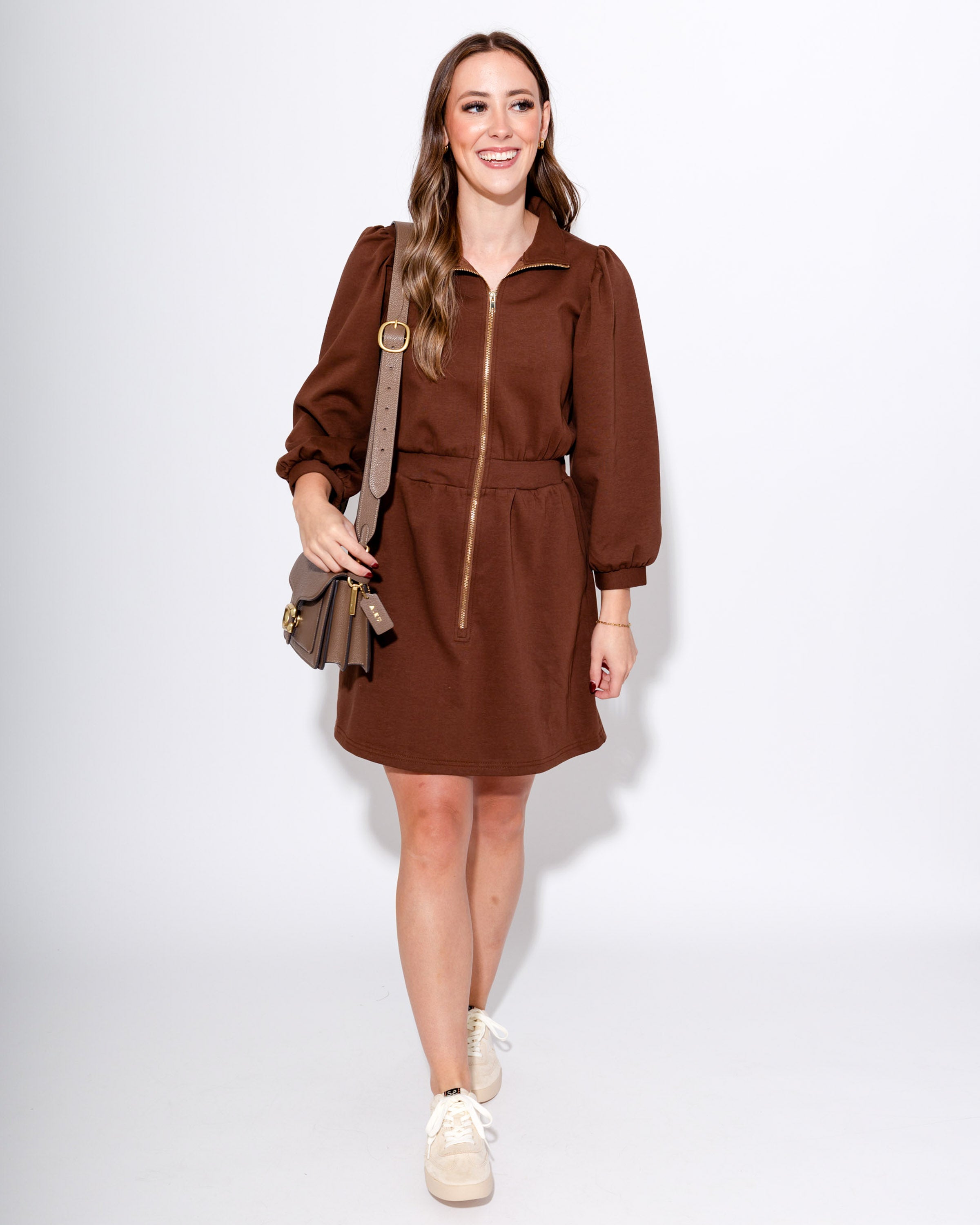 Puff Sleeve Zip Dress