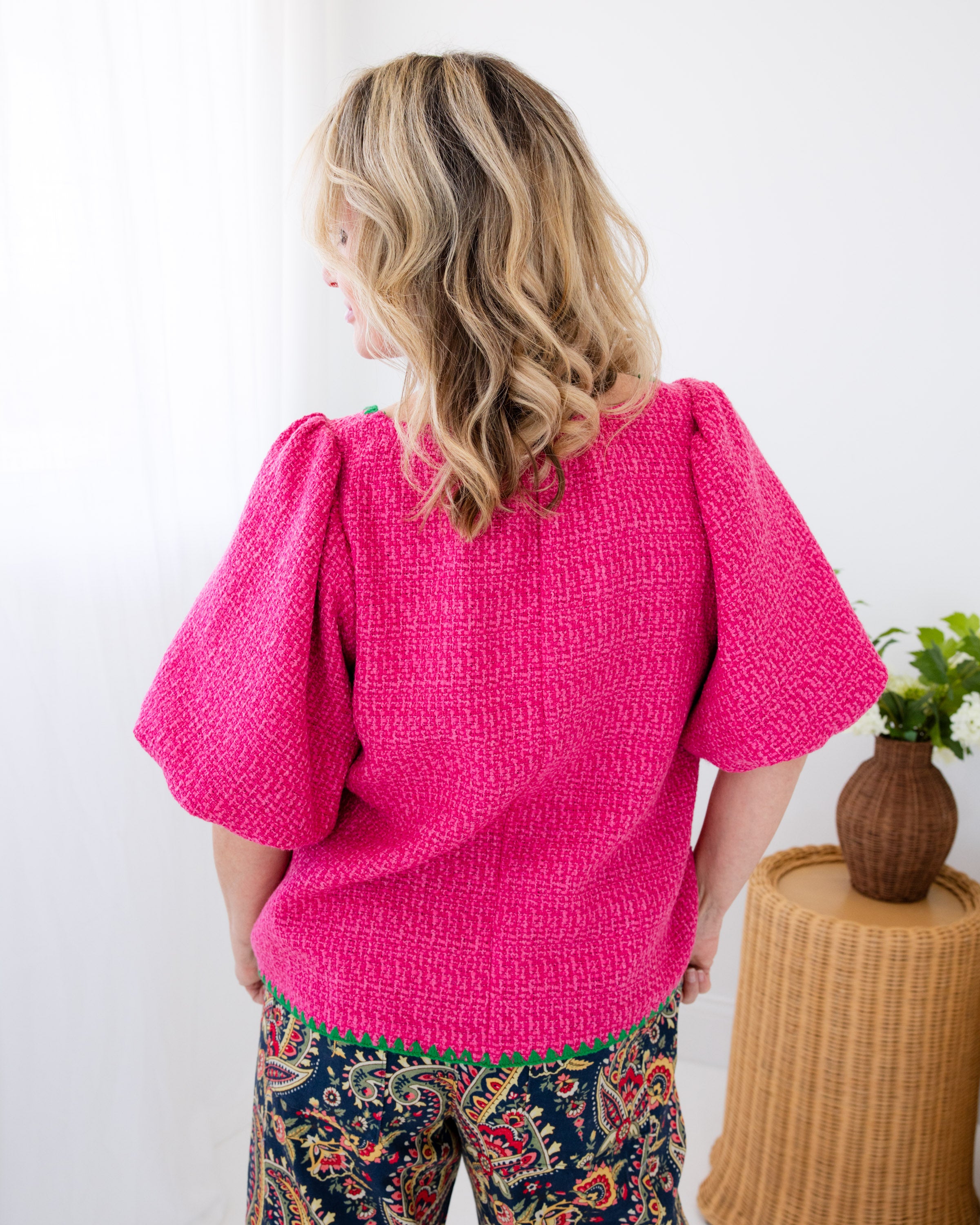 Tweed Stitch Detail Top
