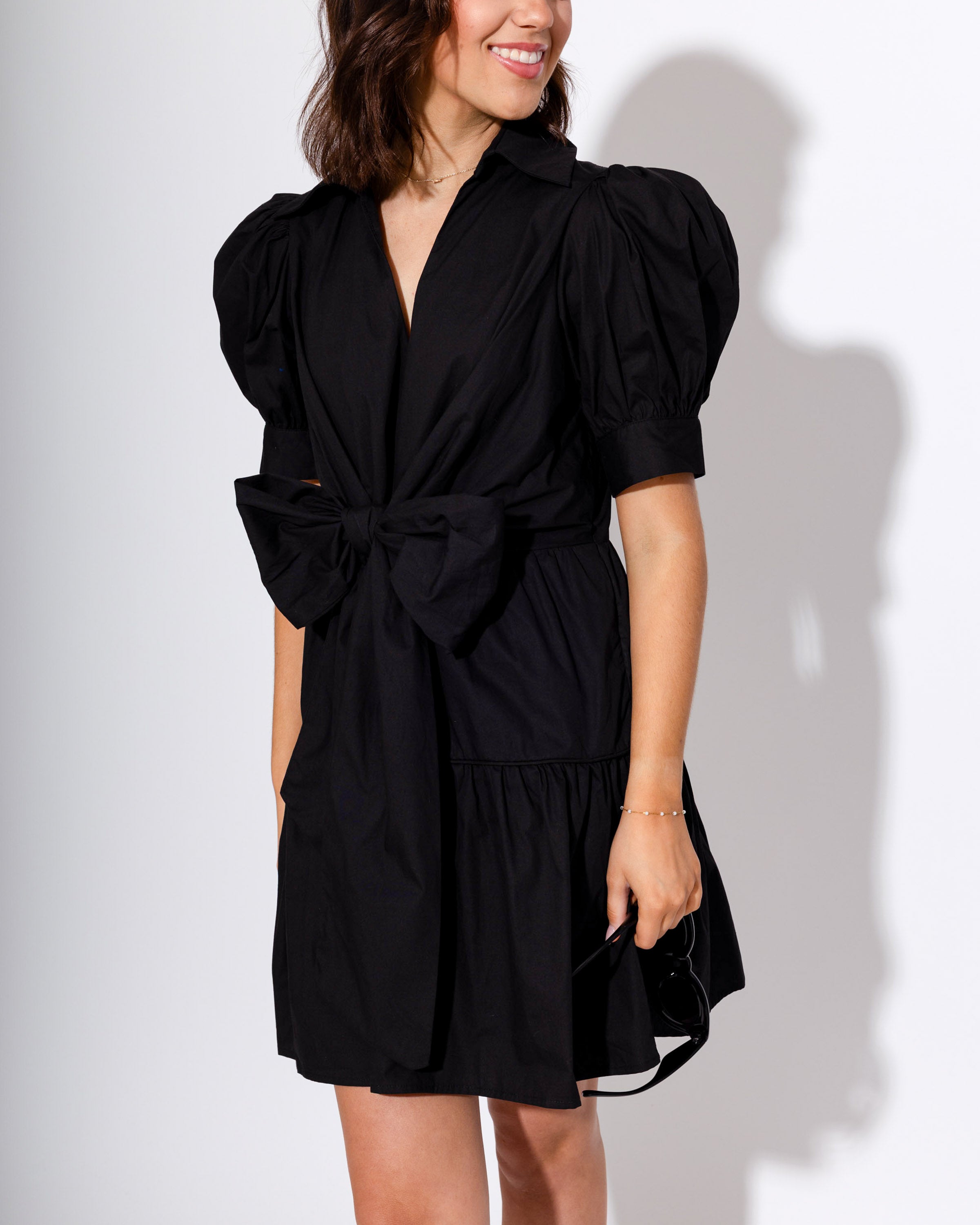 The Belle Black Bow Mini Dress