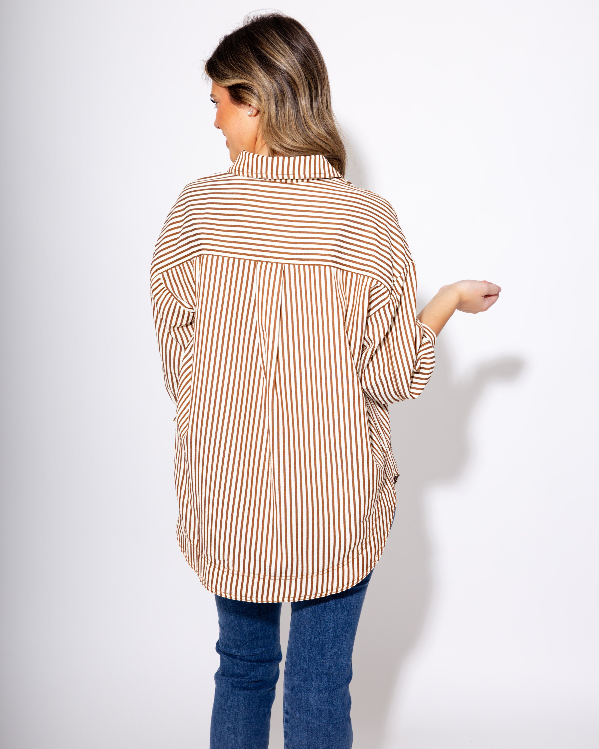 Cuffed & Classic Button Up in Brown