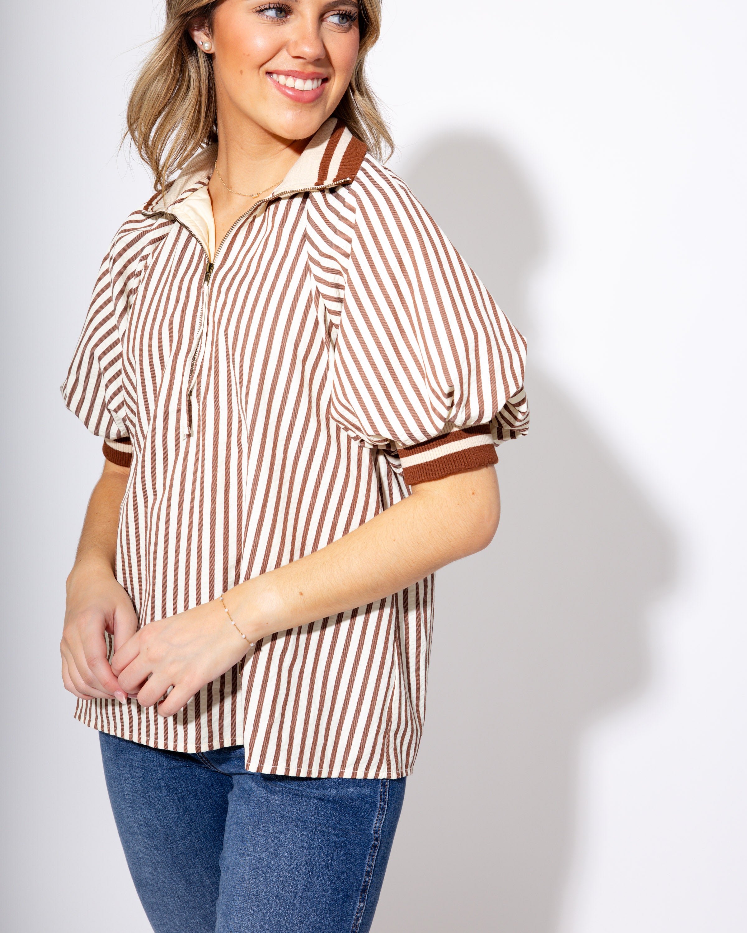 The Caramel Band Half-Zip Top