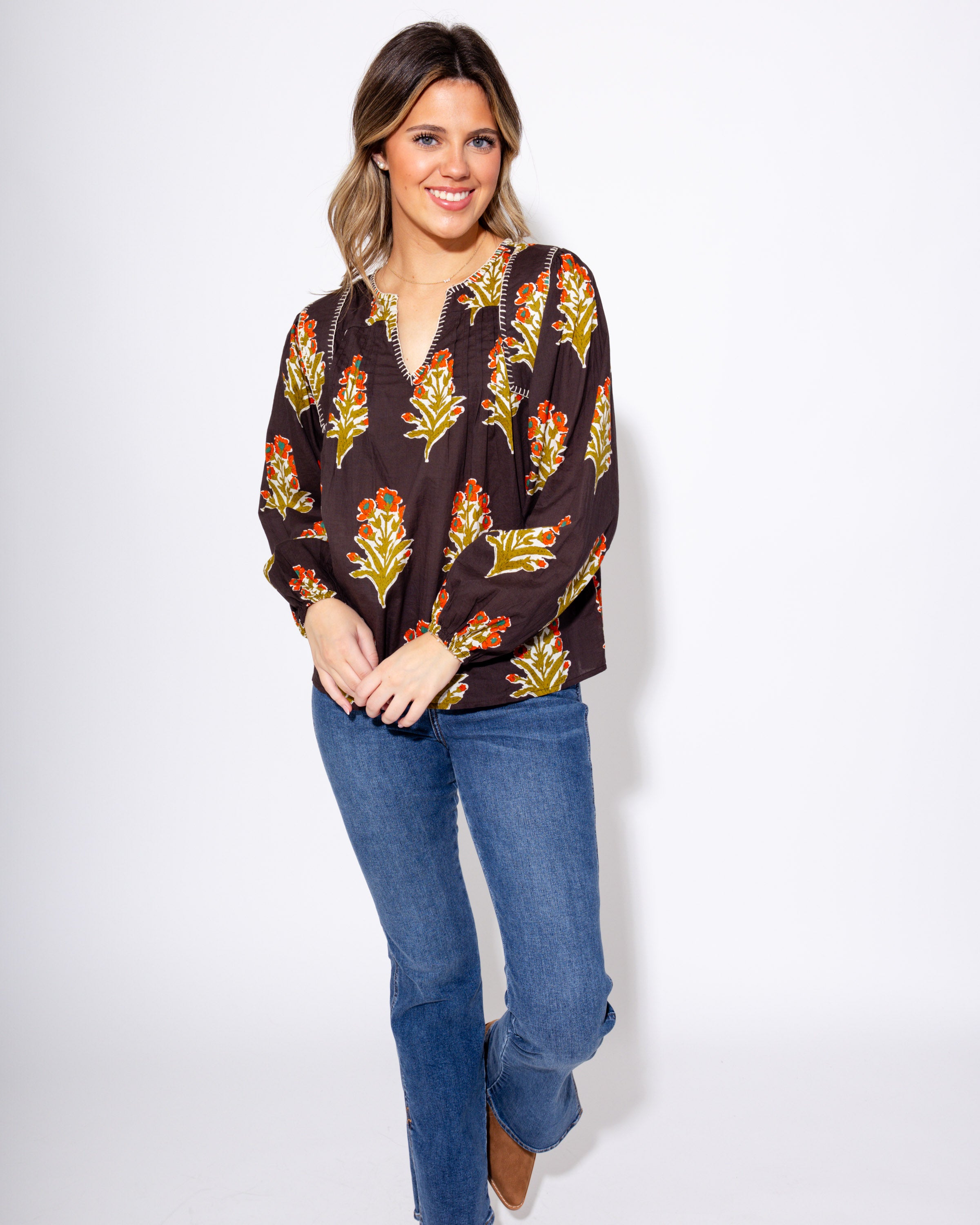 Petal Pop V-Neck Top