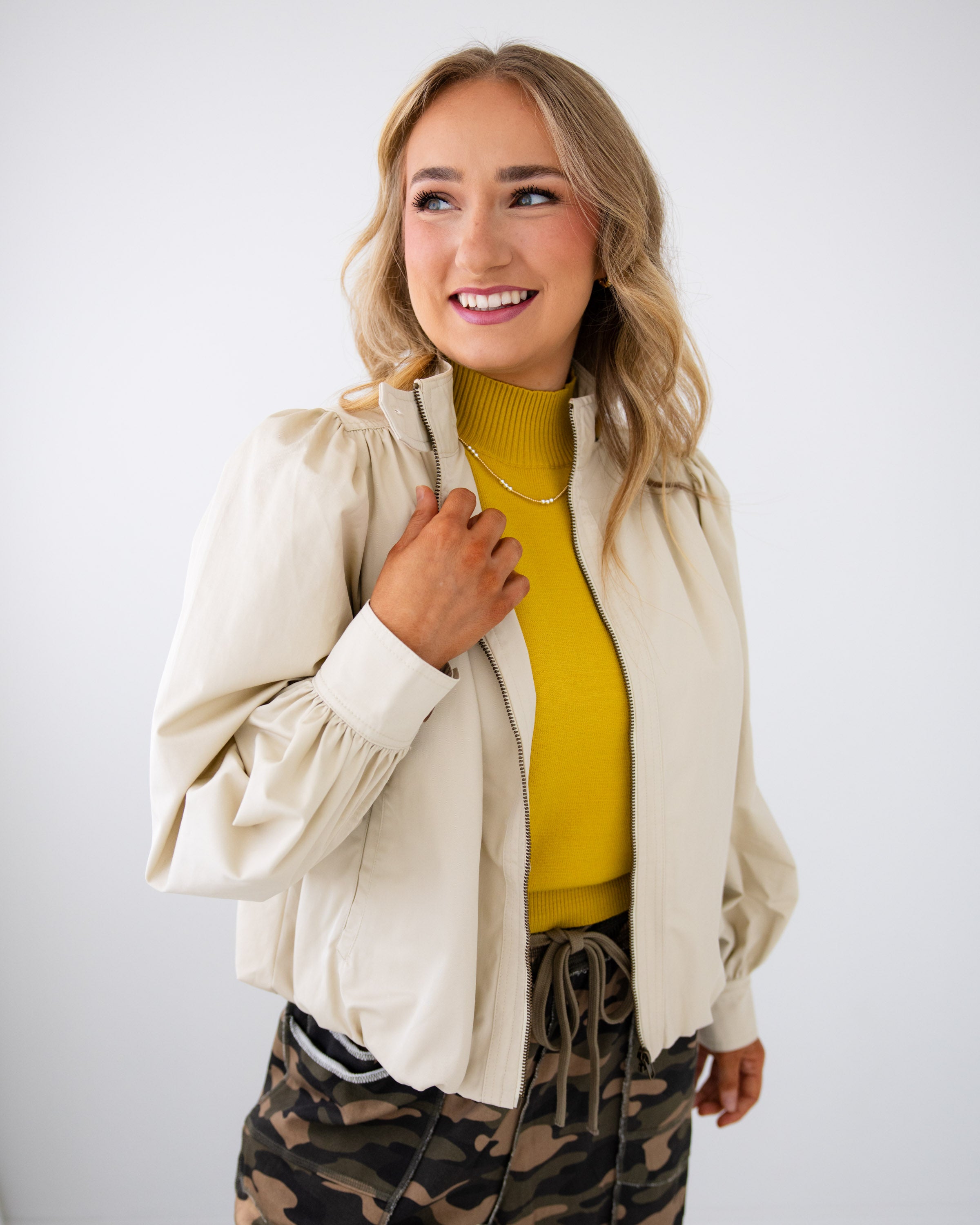 Cream Everyday Zip Up Jacket