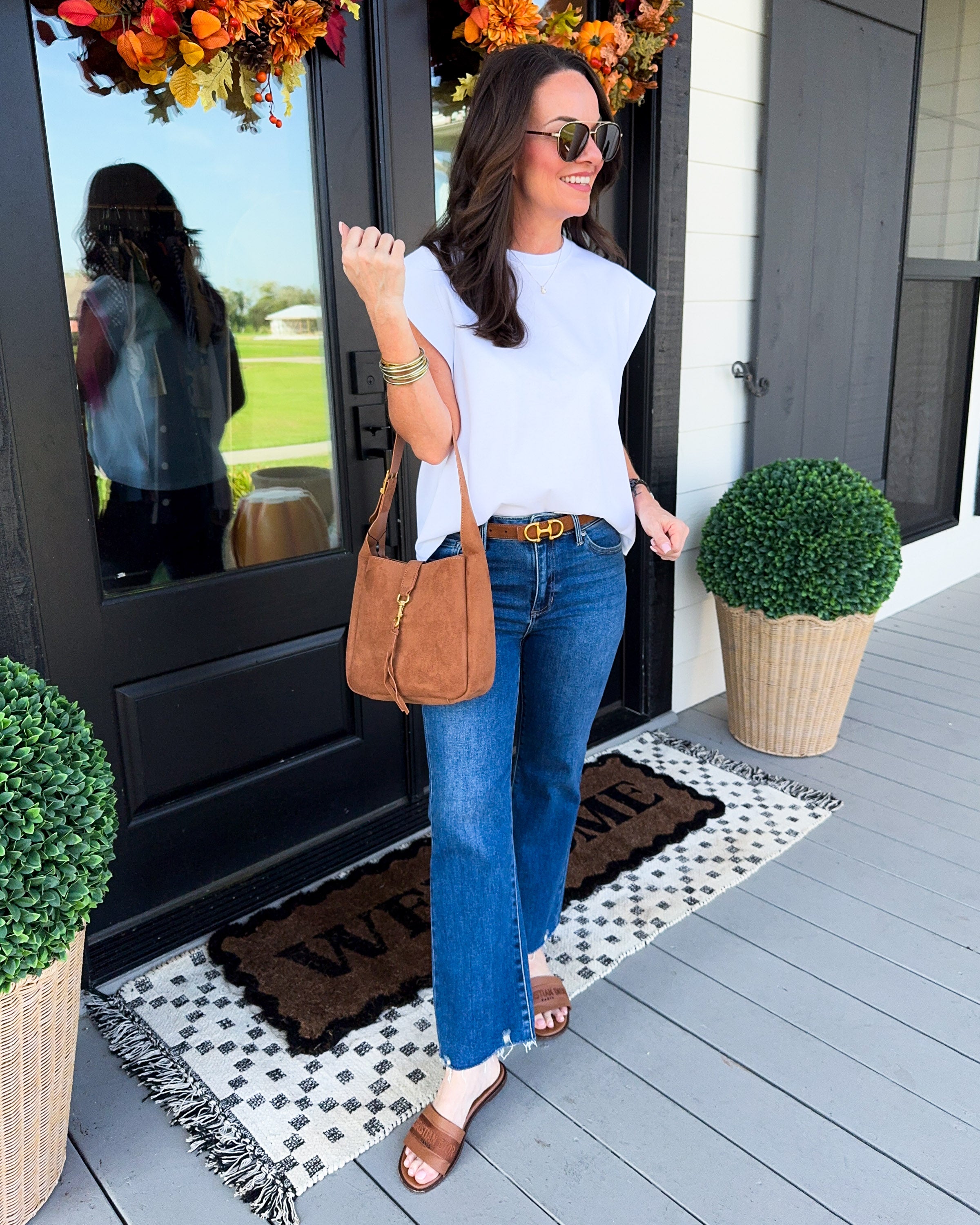 Crew Neck Cap Sleeve Top