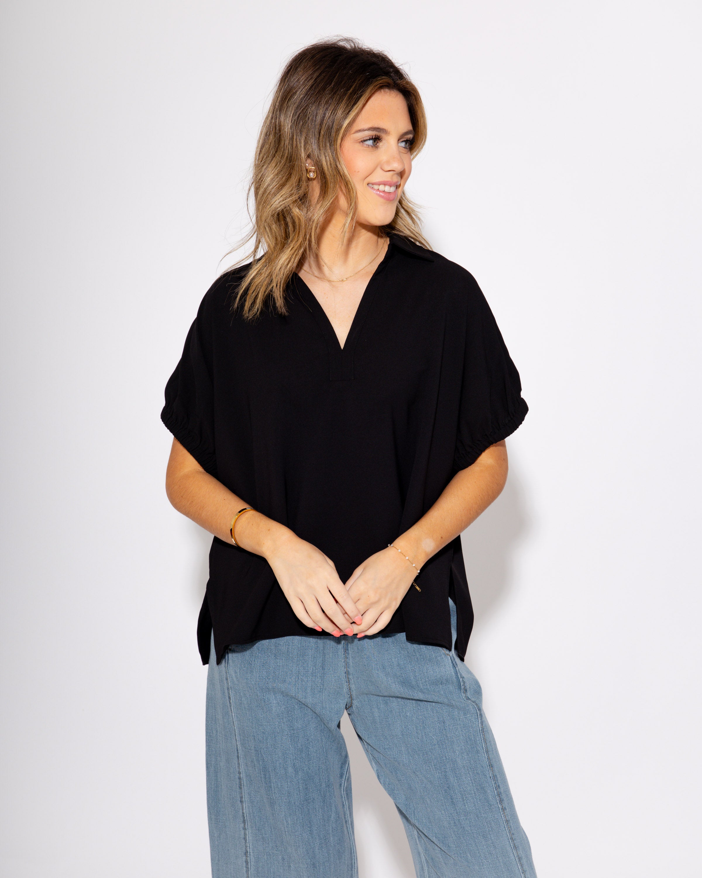 The Side Slit Statement Top in Black