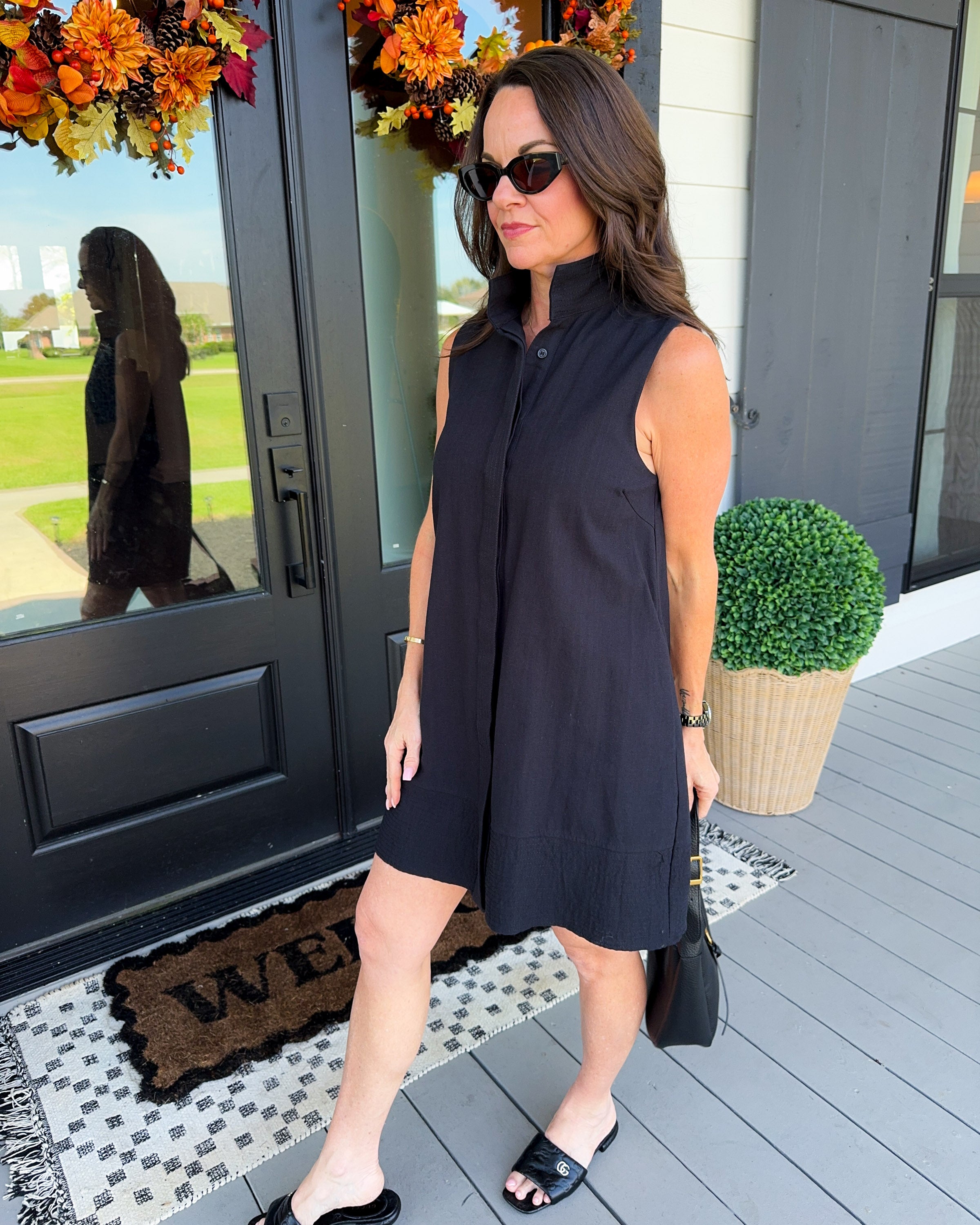 Little Black Button Front Dress