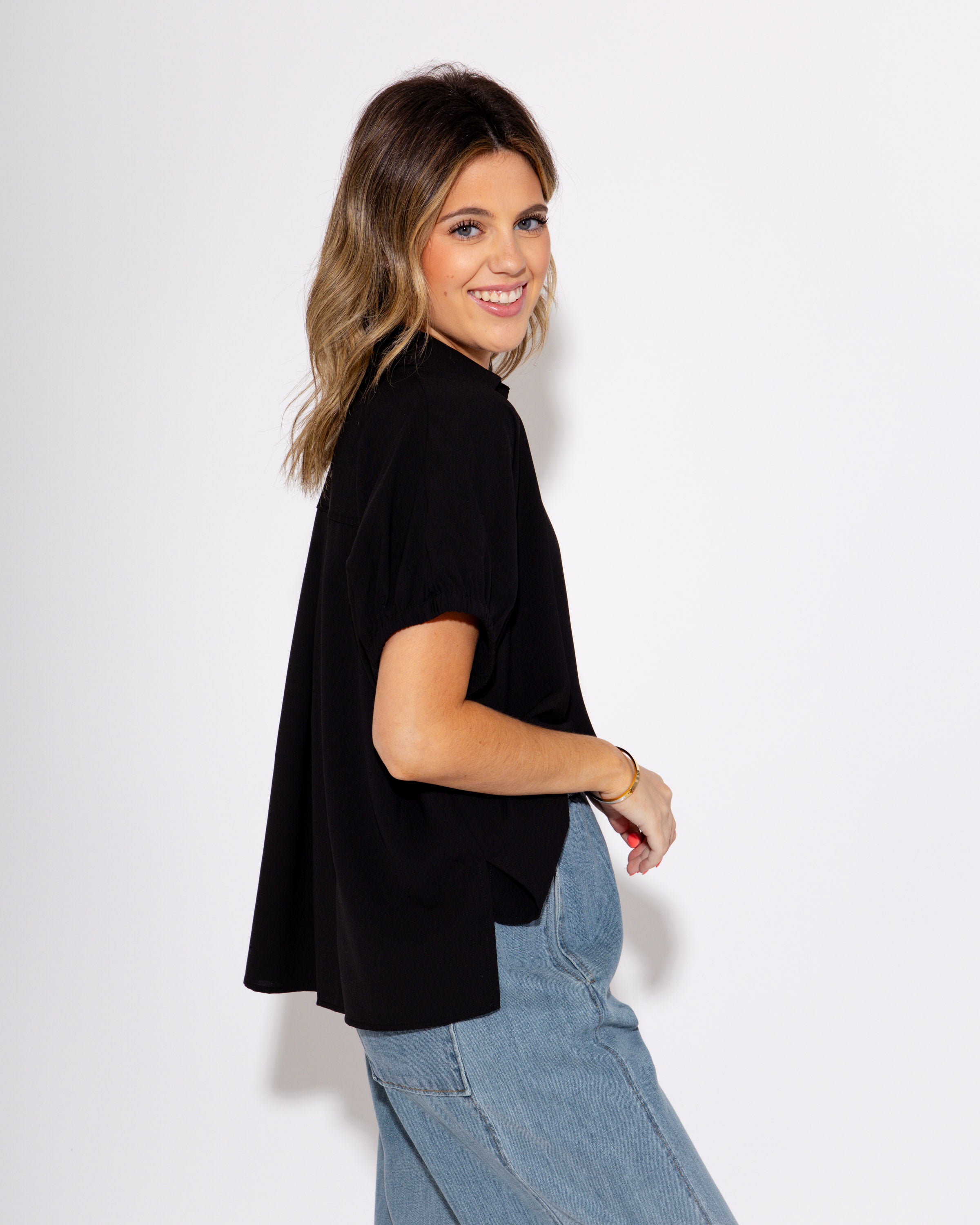 The Side Slit Statement Top in Black