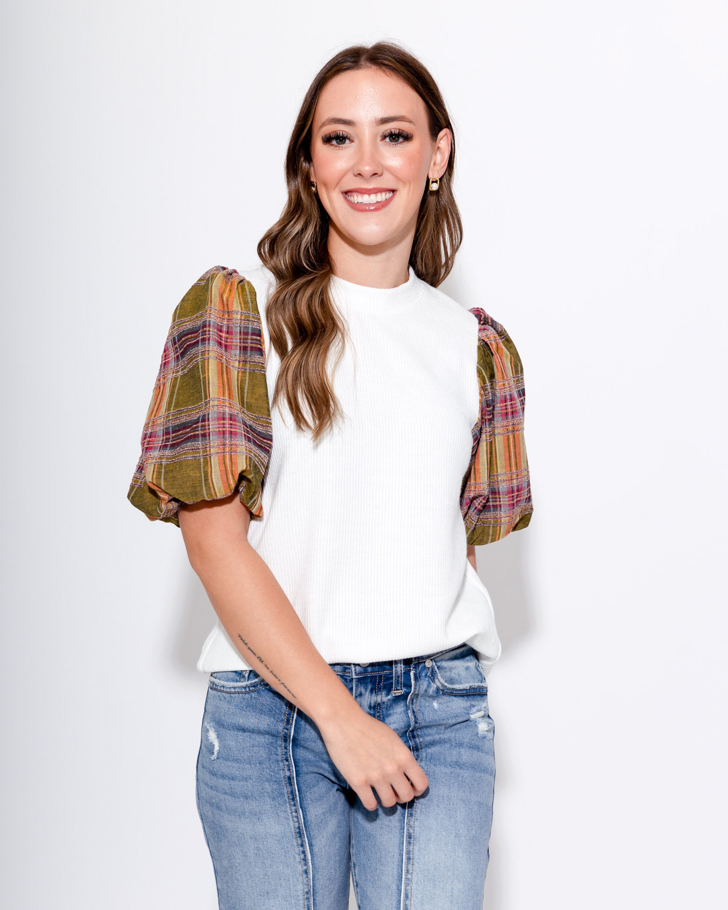 Plaid Perfection Puff Sleeve Top
