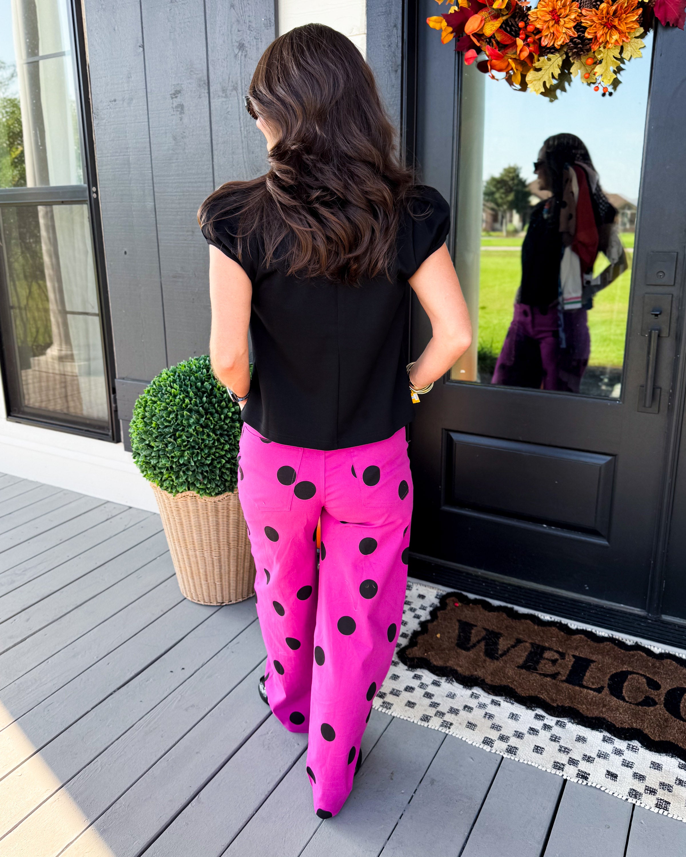 Polka Dot Barrel Leg Pants