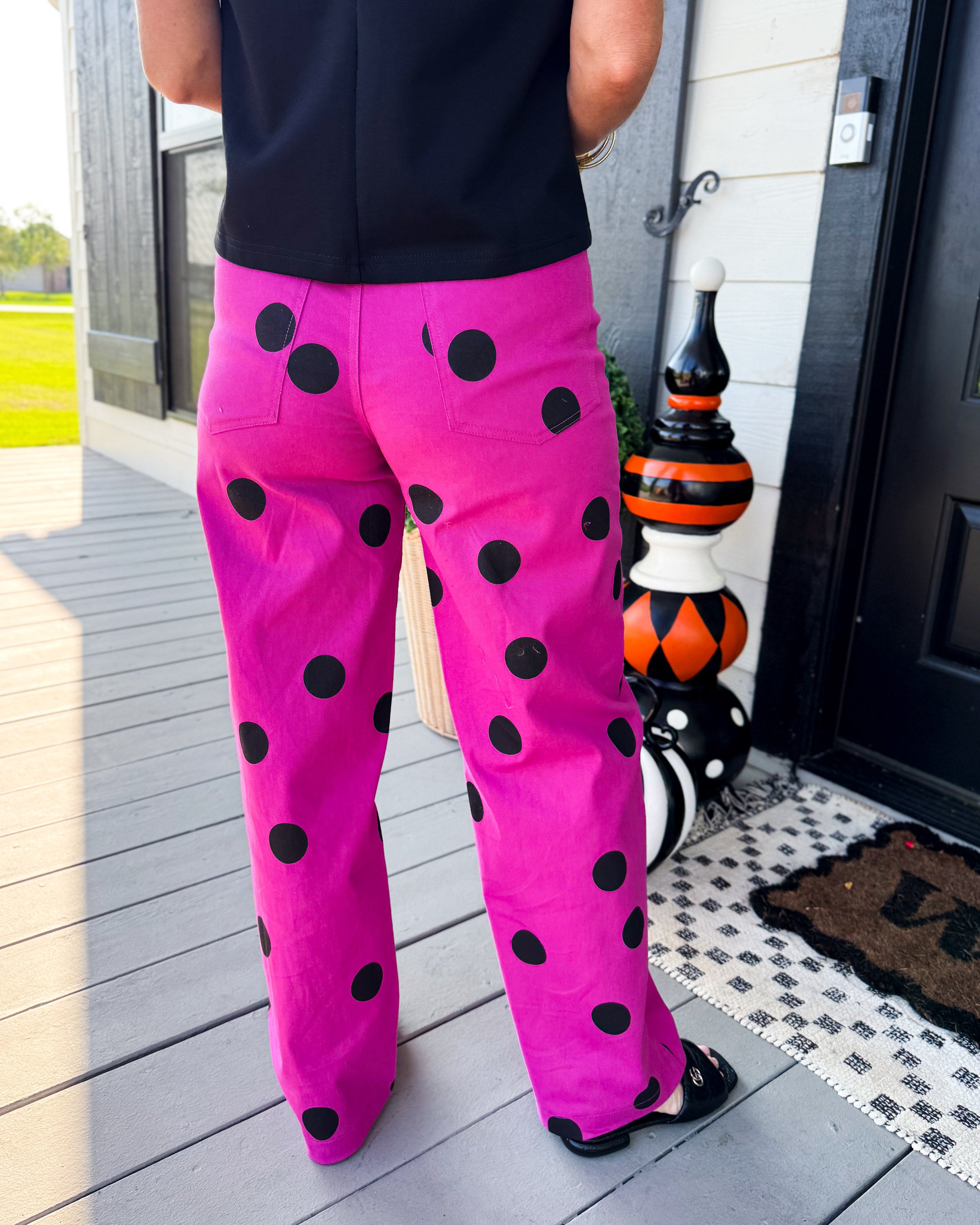 Polka Dot Barrel Leg Pants