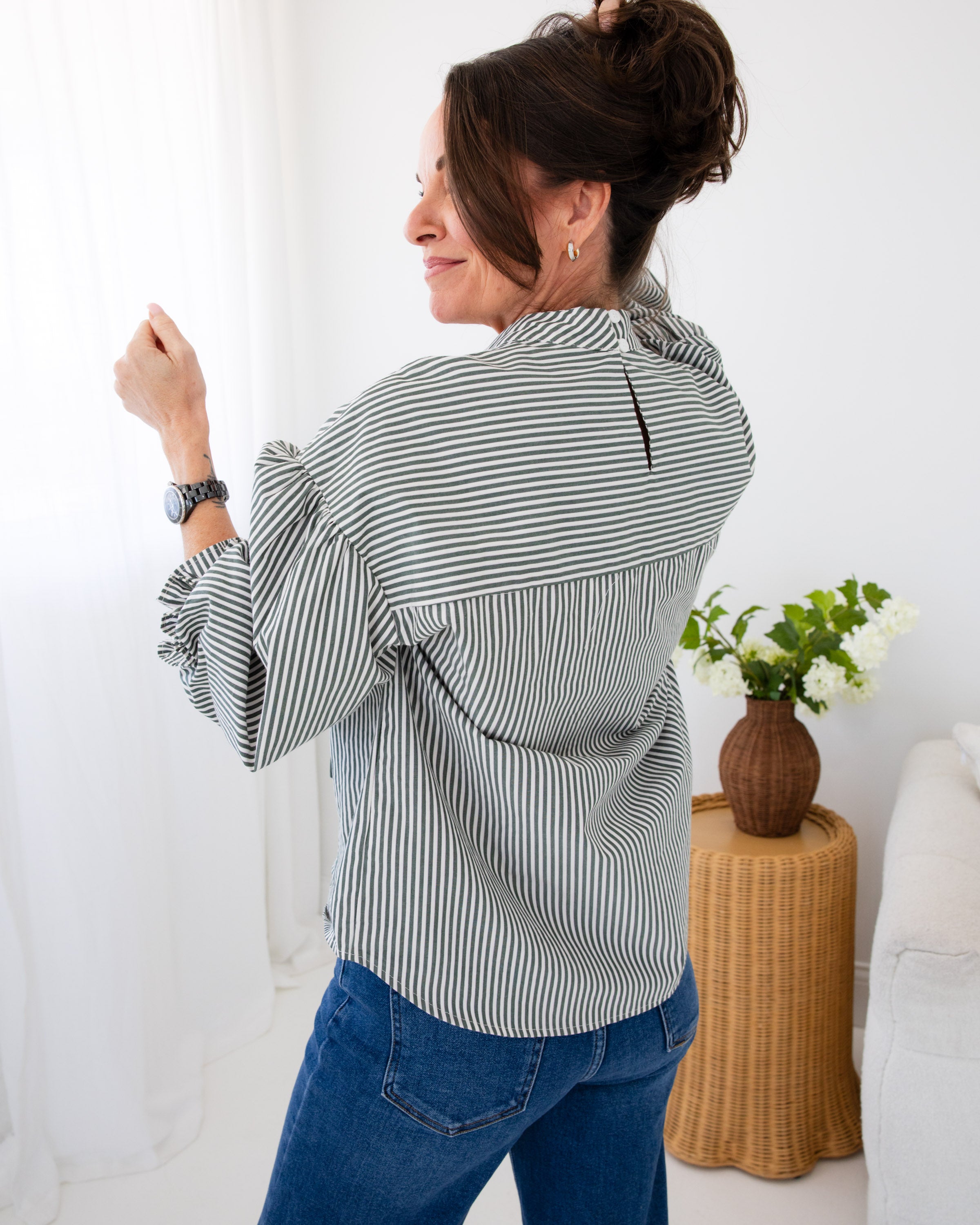 Striped Neck Tie Top
