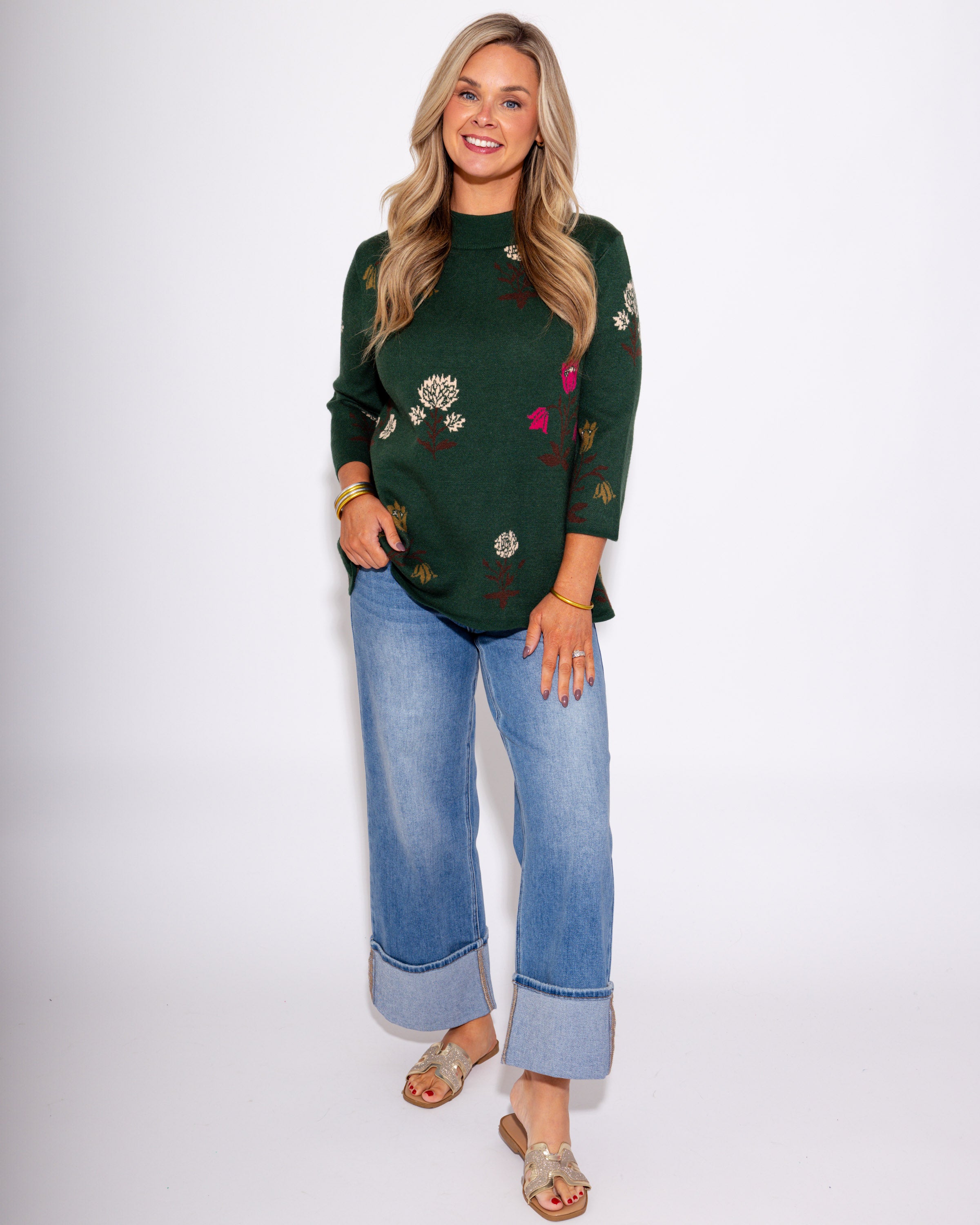 Floral Jacquard Sweater Top