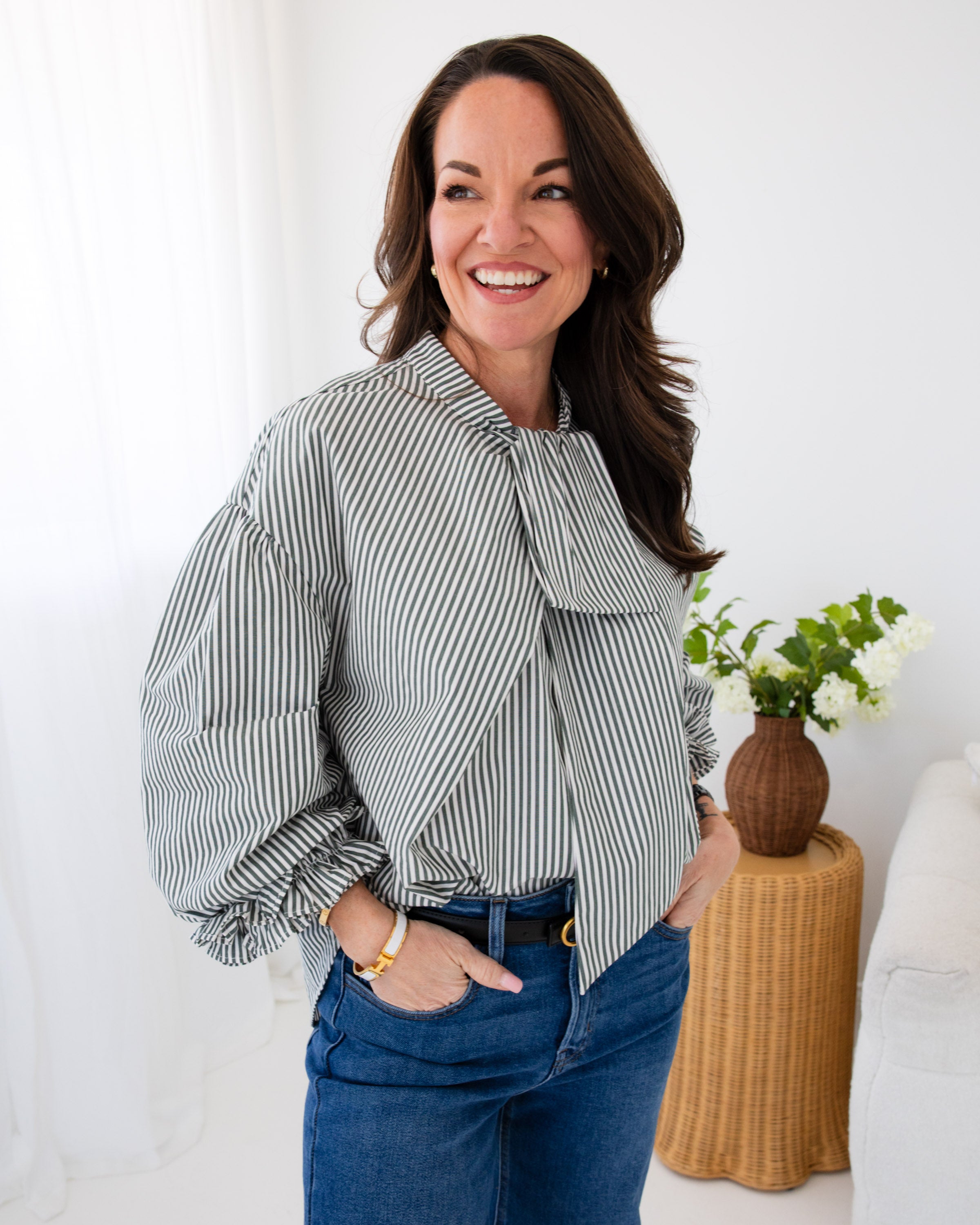 Striped Neck Tie Top