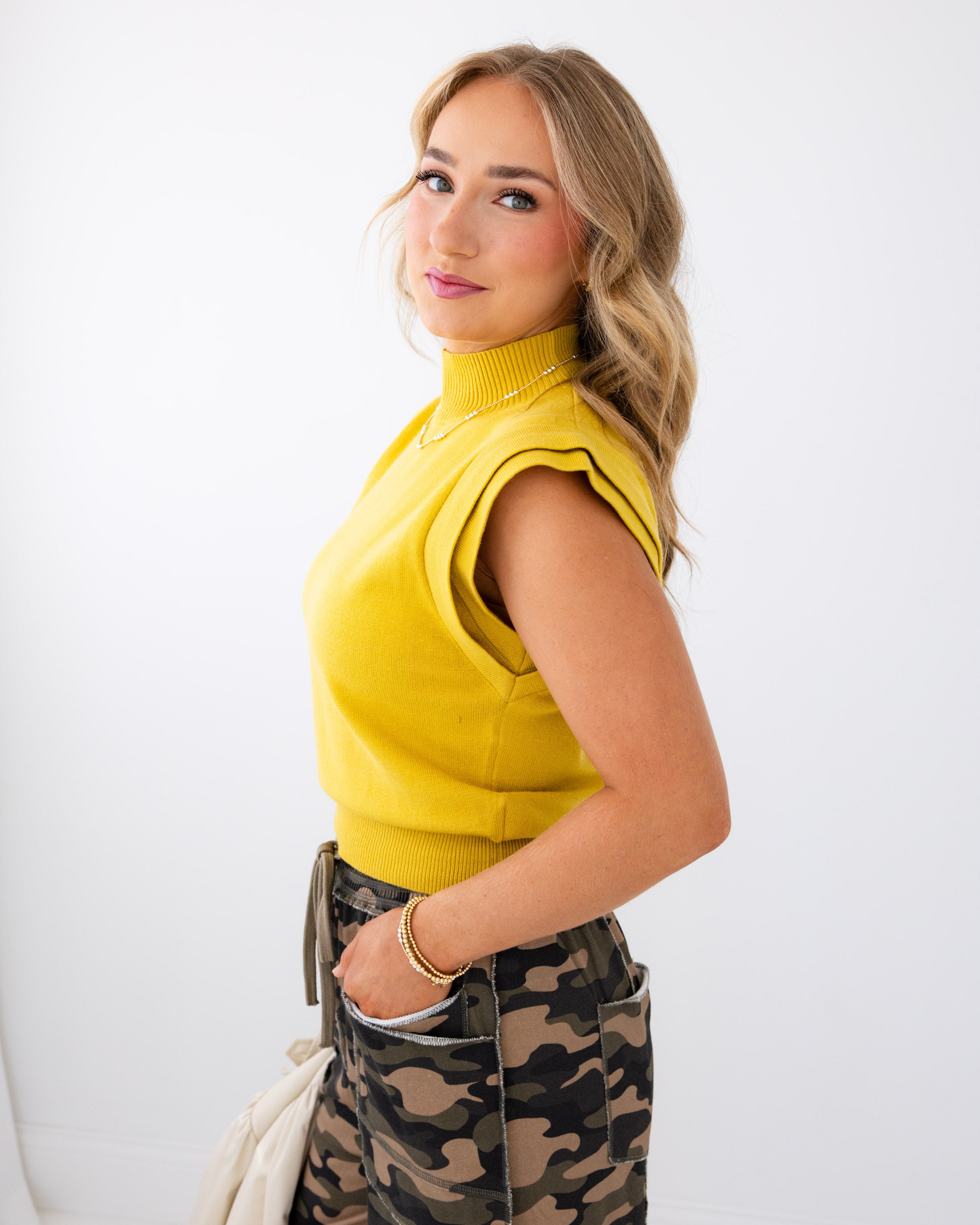 Elevated Everyday Fine Knit Top in Mustard