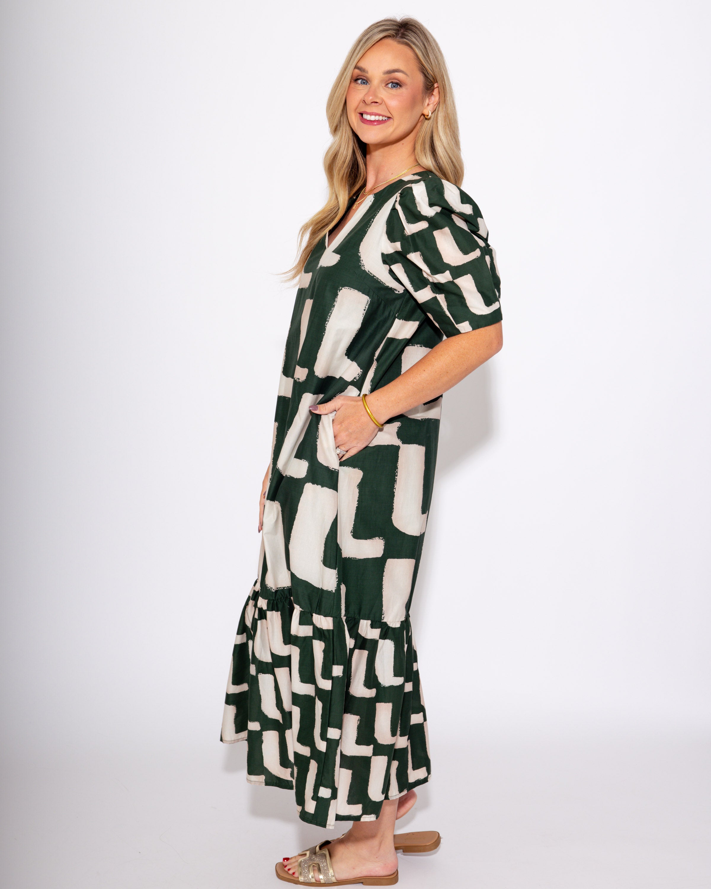 Hunter Green Daydream Midi Dress