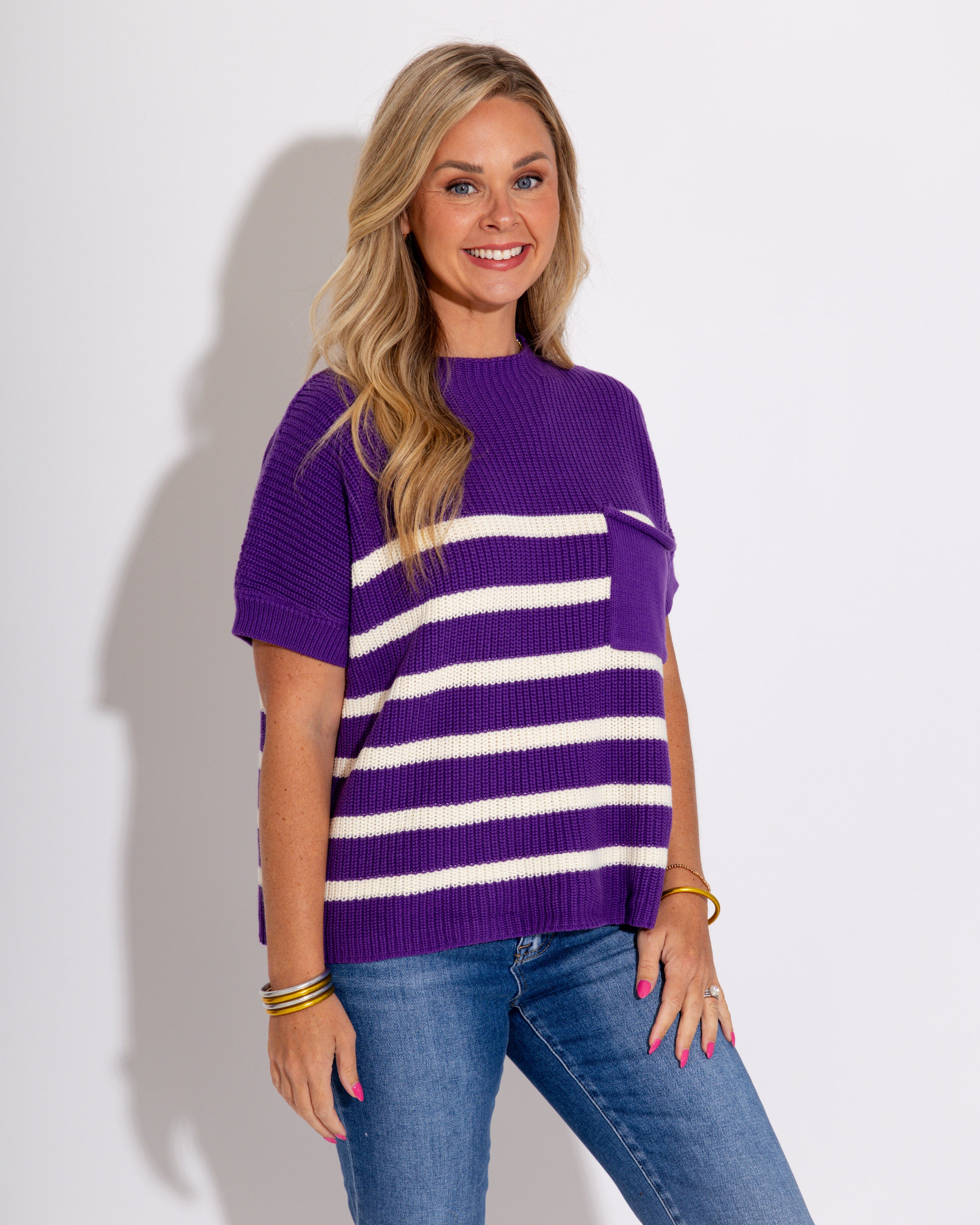 Striped Drop Shoulder Sweater Top
