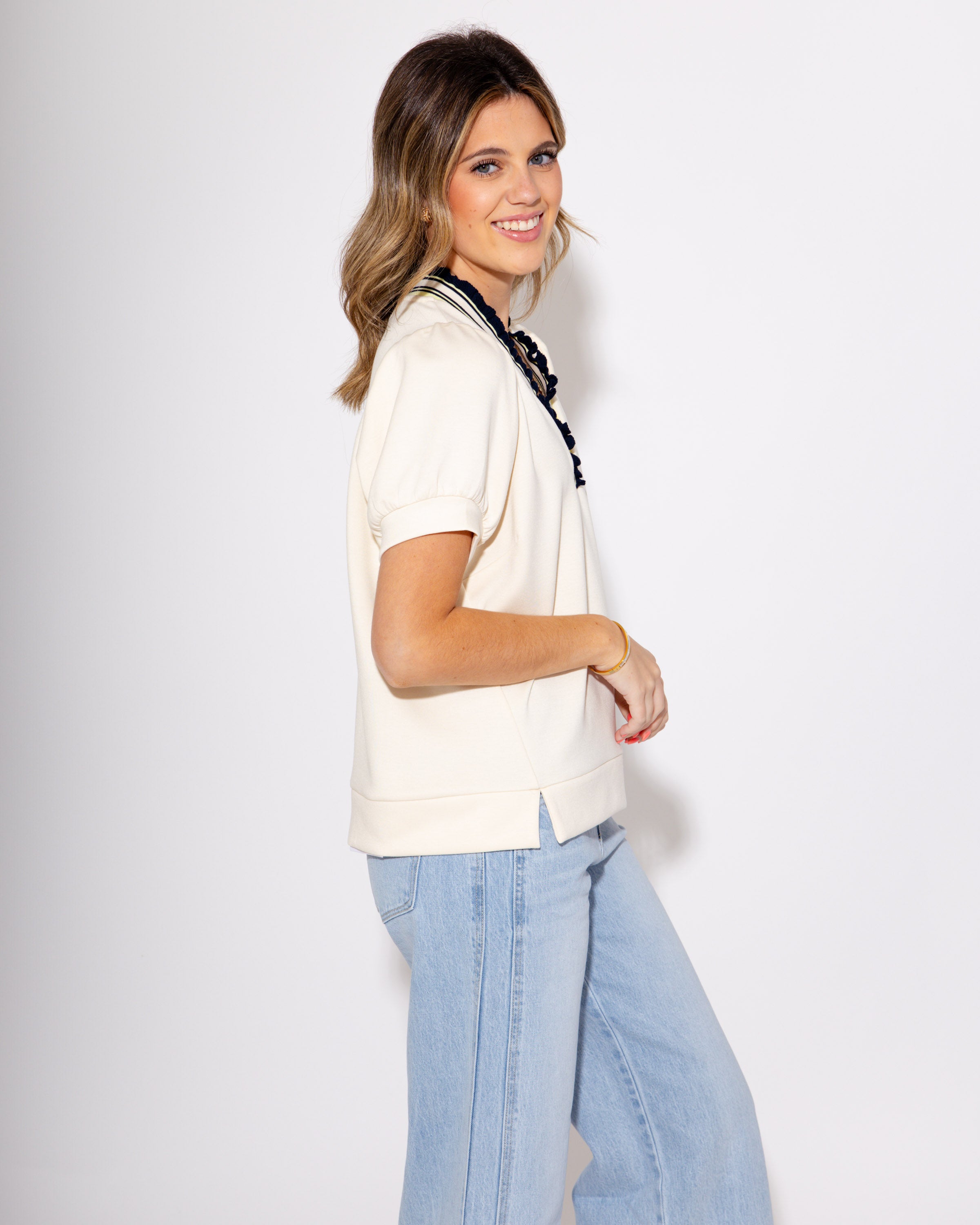 Lila Luxe Knit Ruffle Rib Band Top