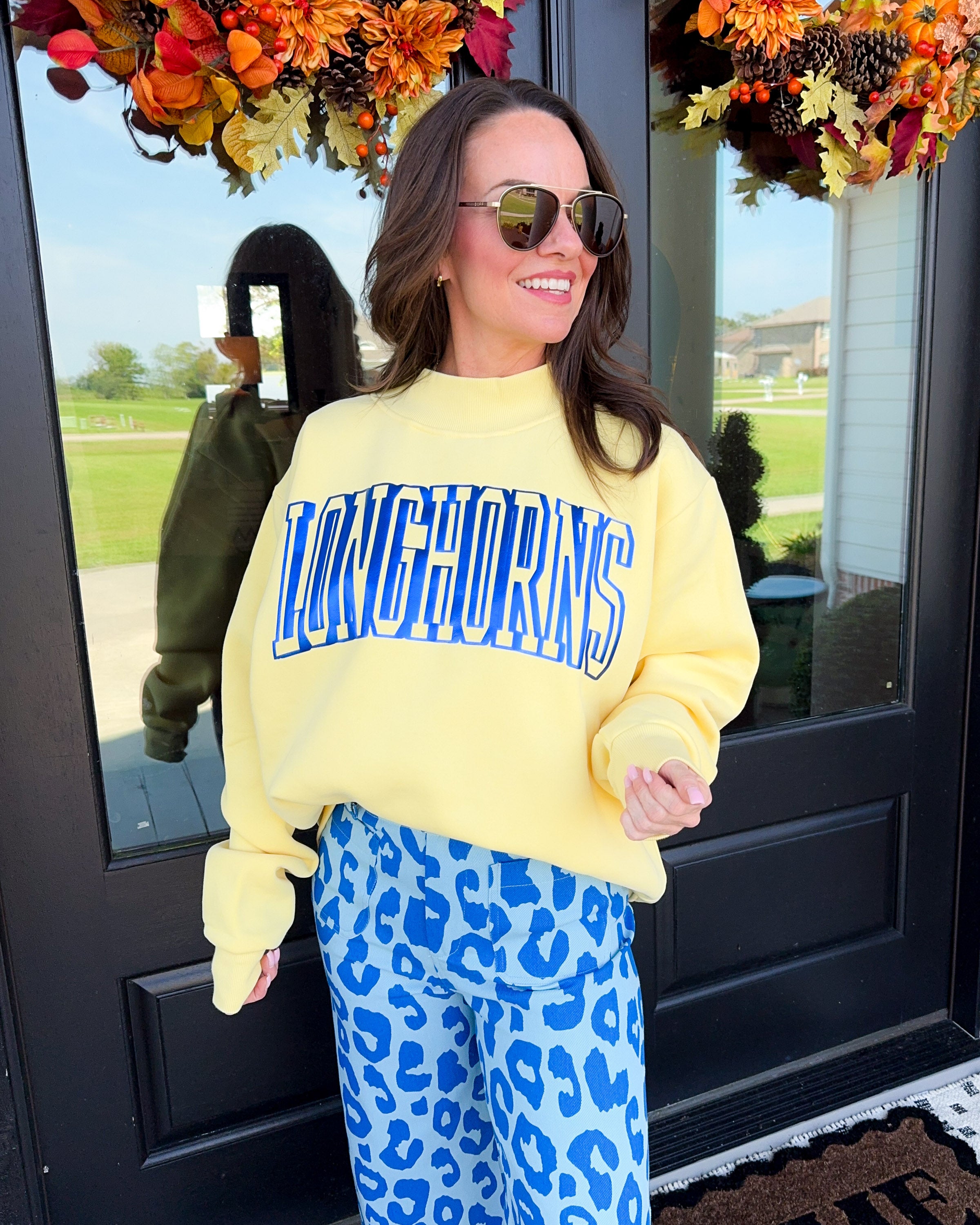 Longhorn Mock Neck Pullover