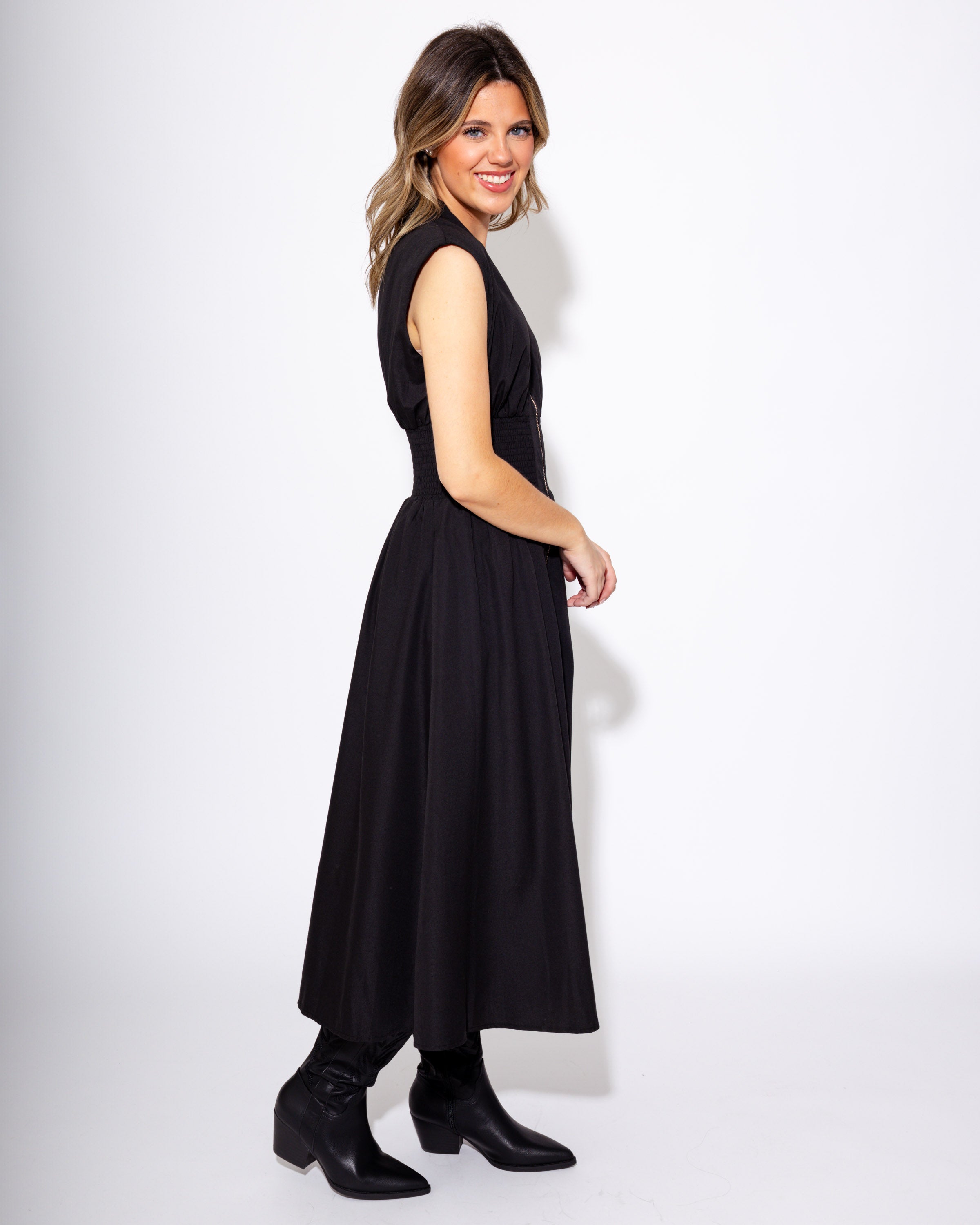 Zipped Up in Style Midi Dress