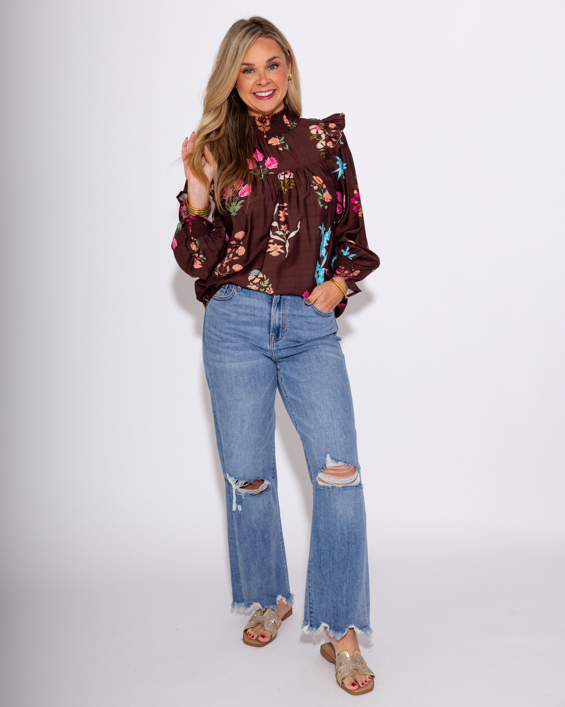 Floral Flare Long Sleeve Top