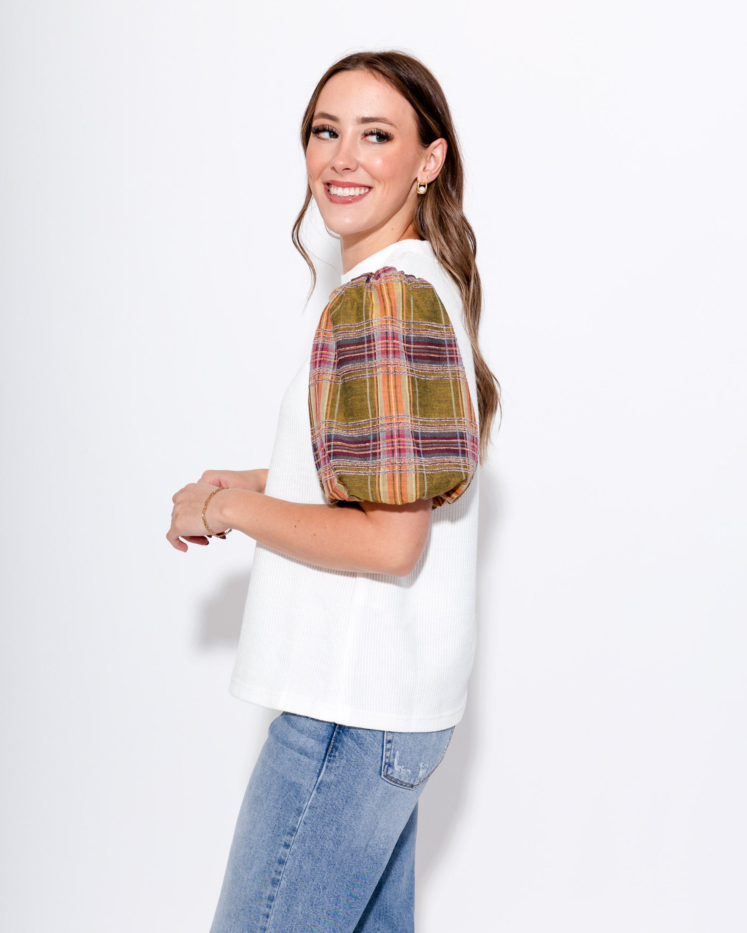 Plaid Perfection Puff Sleeve Top