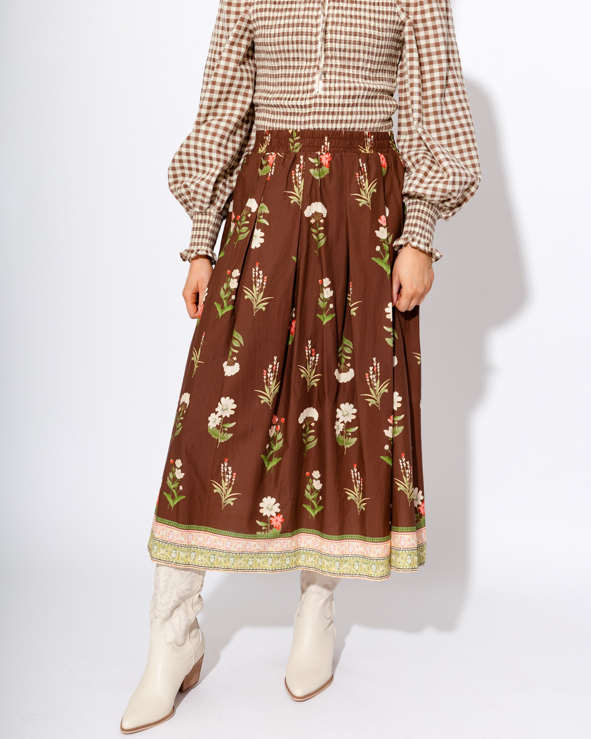 The Classic Floral Pleated Skirt