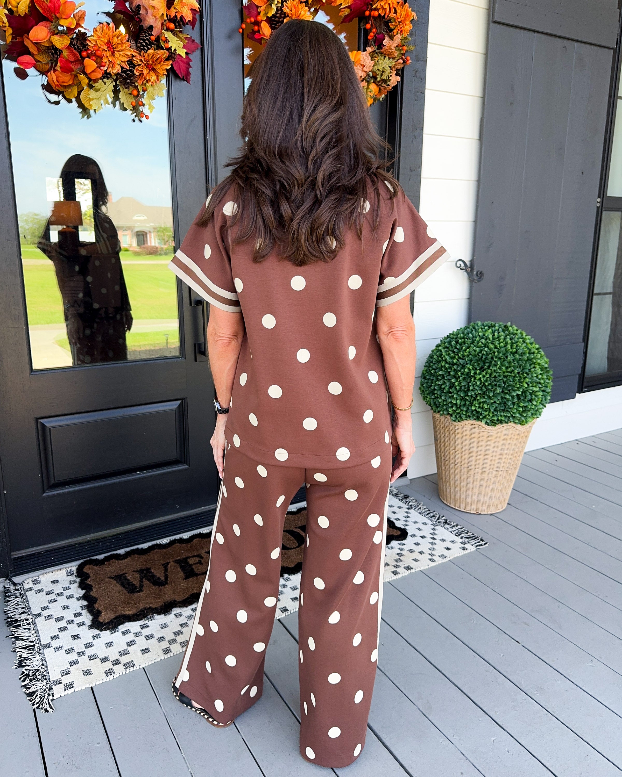 Polka Dot Lounge Set in Brown