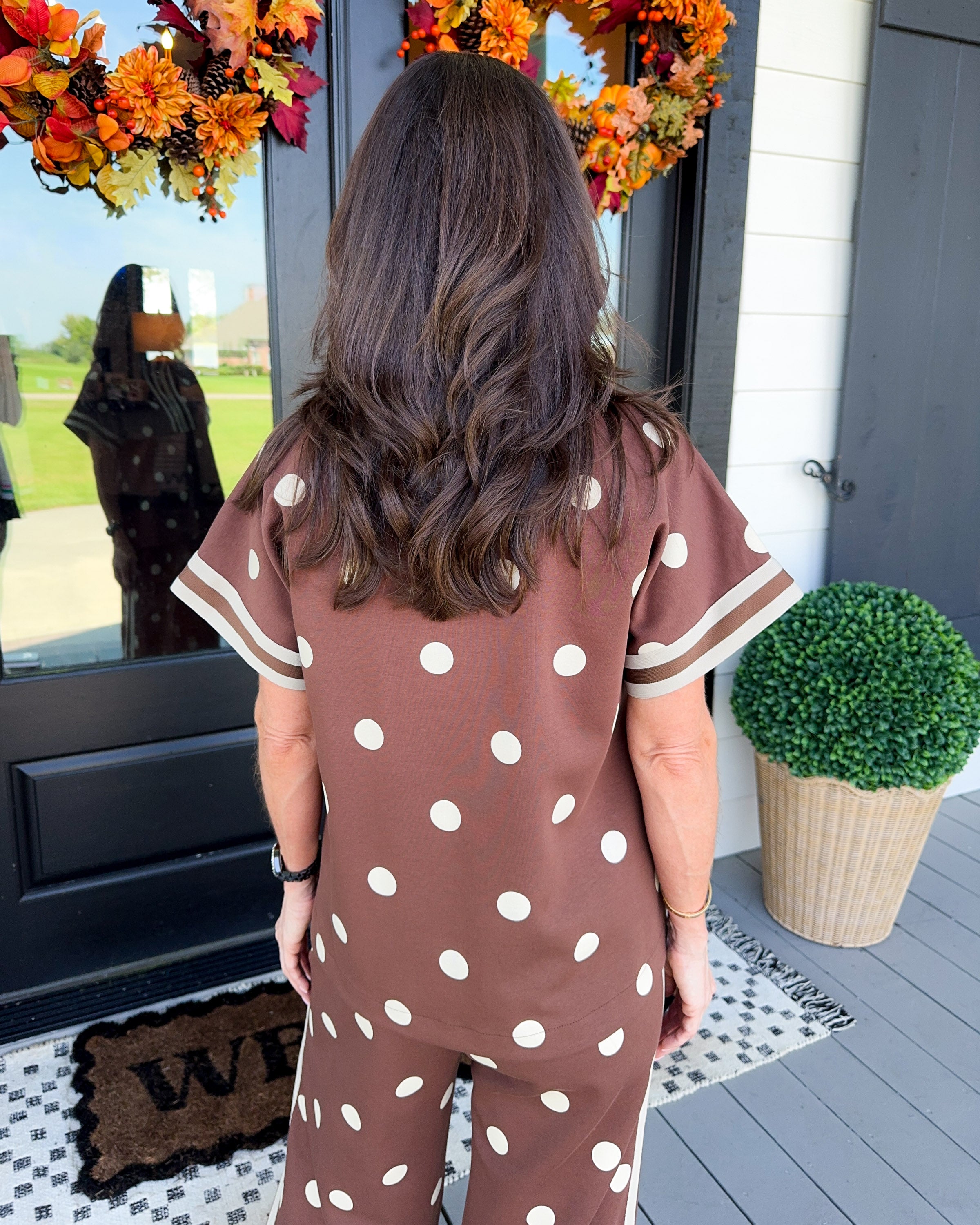 Polka Dot Lounge Set in Brown