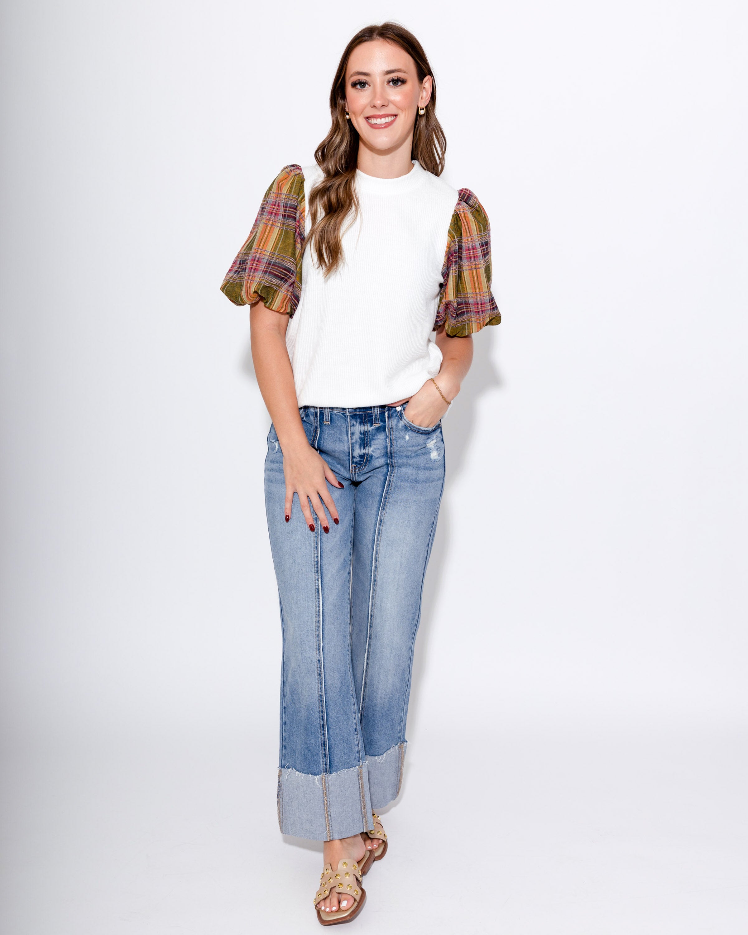 Plaid Perfection Puff Sleeve Top