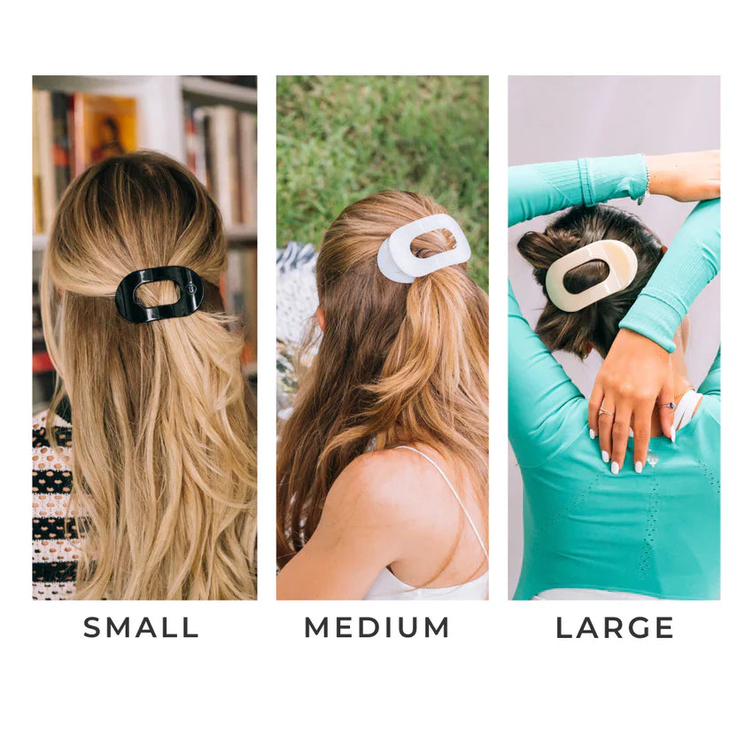 Jet Black Medium Flat Round Teletie Hair Clip