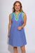 Navy and green contrast gingham sleeveless mini dress with split neckline, women's boutique summer dress at Gaudie & Co