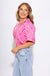 Hot Pink White Stripe Crop Top - Glam - Gaudie & Co. Southeast Texas Boutique