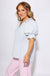 Sage Pinstripe Lace Trim Blouse - Umgee - Gaudie & Co. Beaumont TX Boutique