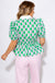 Pink Green Printed Puff Sleeve Peplum Top - Entro - Gaudie & Co. Texas Boutique