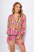 Ivy Jane Ikat V-Neck Top Pink Green - Gaudie & Co. Southeast Texas Boutique