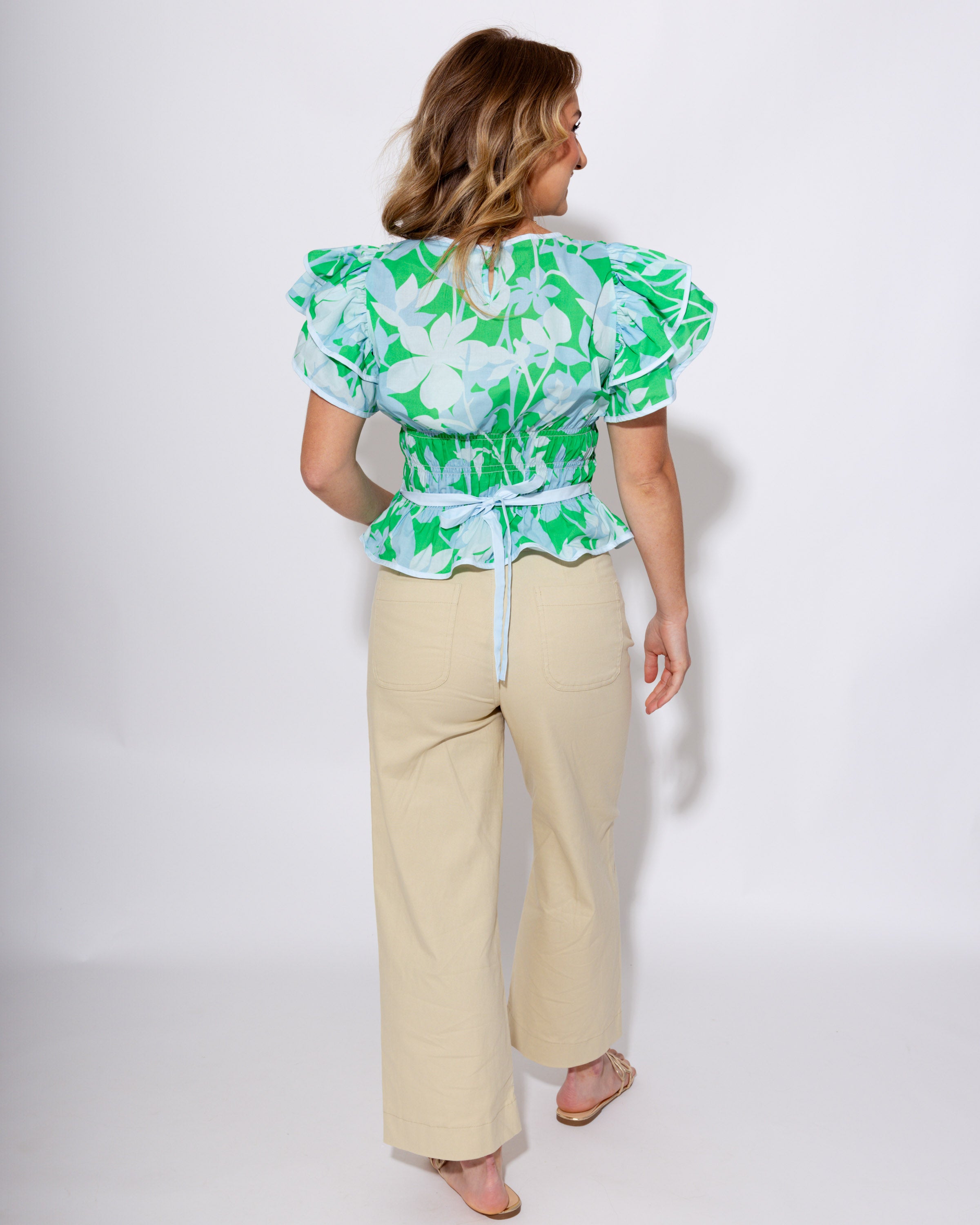 Floral Smocked Flutter Sleeve Top