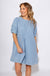 Denim Pinstripe Puff Sleeve Mini Dress - Umgee - Gaudie & Co. Nederland TX Boutique