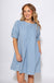 Denim Pinstripe Puff Sleeve Mini Dress - Umgee - Gaudie & Co. Nederland TX Boutique