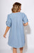 Denim Pinstripe Puff Sleeve Mini Dress - Umgee - Gaudie & Co. Nederland TX Boutique