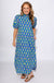 Blue Botanical Puff Sleeve Floral Midi Dress - Entro - Gaudie & Co. Southeast Texas Boutique