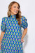 Blue Botanical Puff Sleeve Floral Midi Dress - Entro - Gaudie & Co. Southeast Texas Boutique