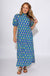 Blue Botanical Puff Sleeve Floral Midi Dress - Entro - Gaudie & Co. Southeast Texas Boutique