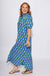 Blue Botanical Puff Sleeve Floral Midi Dress - Entro - Gaudie & Co. Southeast Texas Boutique