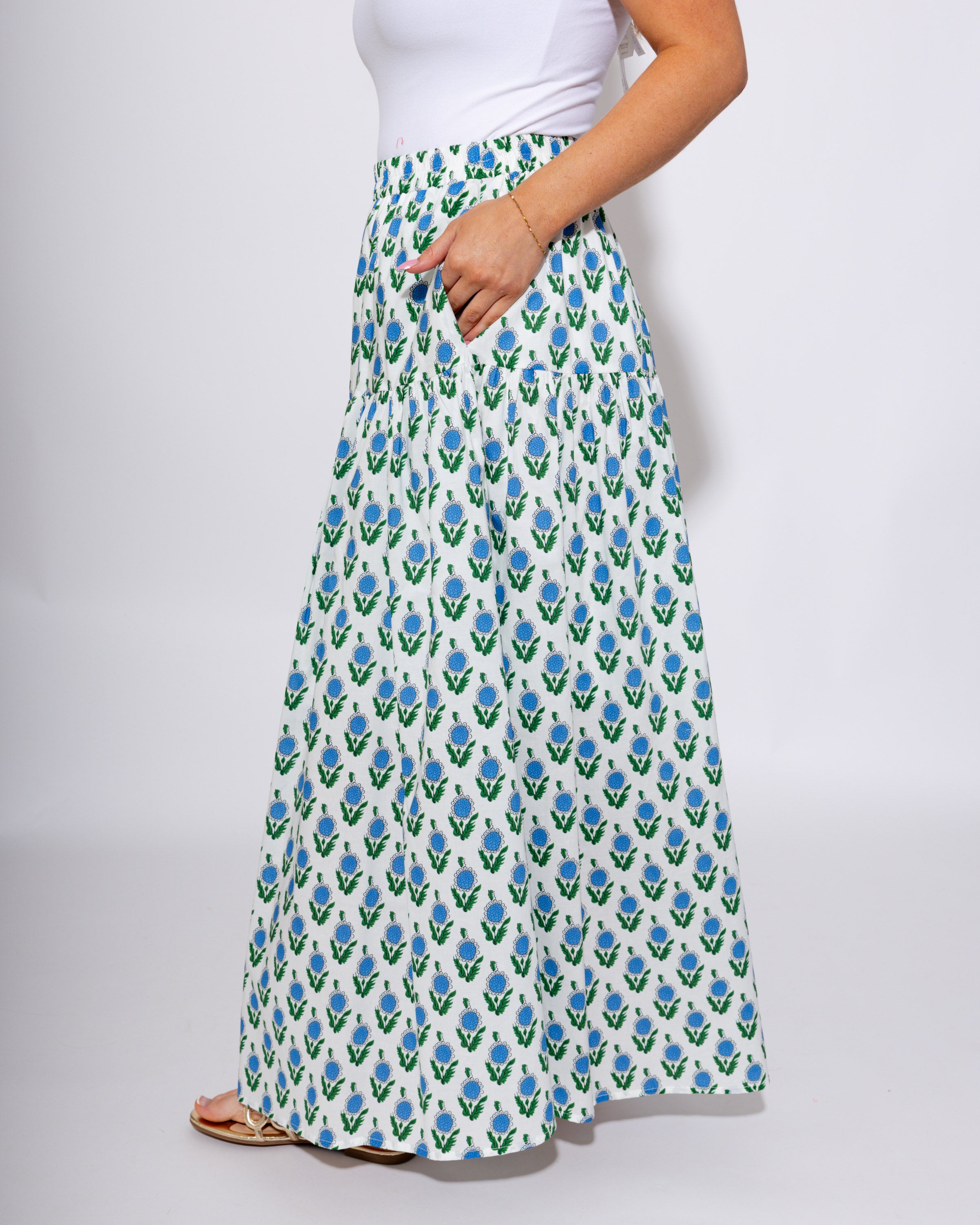 Blue Floral Peplum Top Maxi Skirt Set - JODIFL - Gaudie & Co. Southeast Texas Boutique