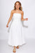 White Strapless Bubble Hem Drop Waist Midi Dress - Mable - Gaudie & Co. TX Boutique