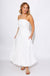 White Strapless Bubble Hem Drop Waist Midi Dress - Mable - Gaudie & Co. TX Boutique
