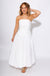 White Strapless Bubble Hem Drop Waist Midi Dress - Mable - Gaudie & Co. TX Boutique