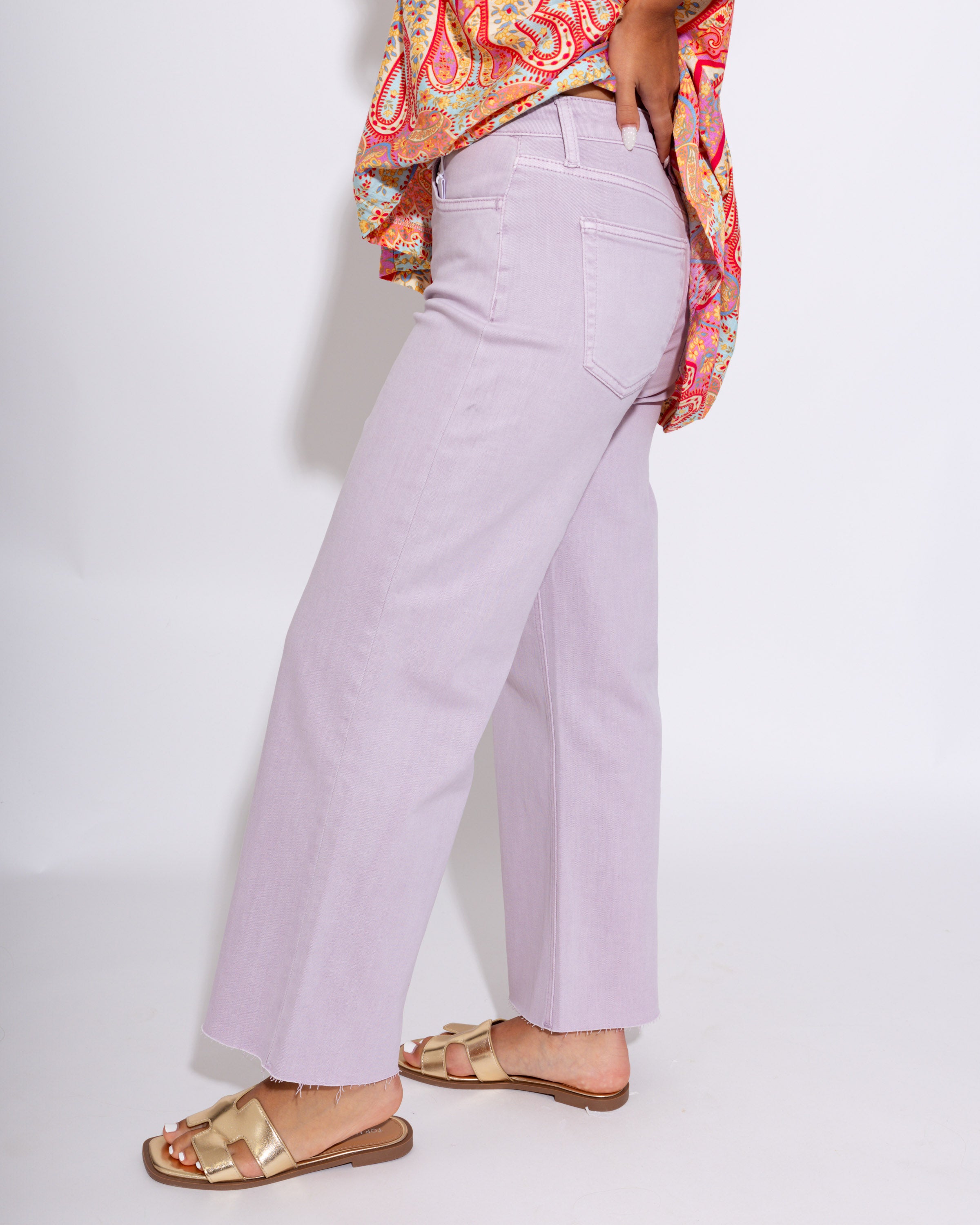 Vervet | High Rise Crop Wide Leg Jeans in Lavender